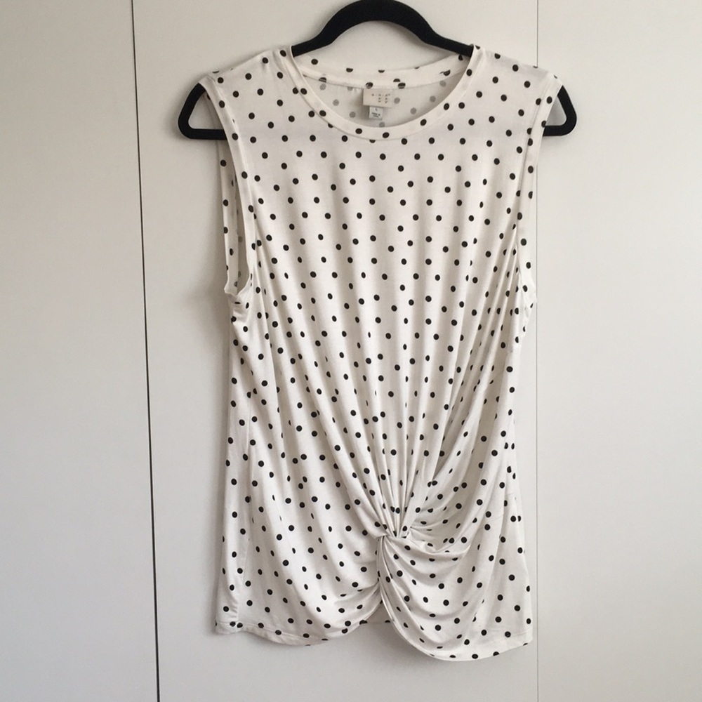 Knot-front Polka Dot Tank Top